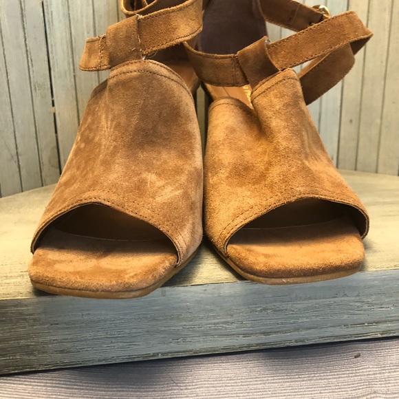 NWT Christian Di Riccio Brown Suede Black Heel Double Ankle Strap Heels 38 - Picture 5 of 11